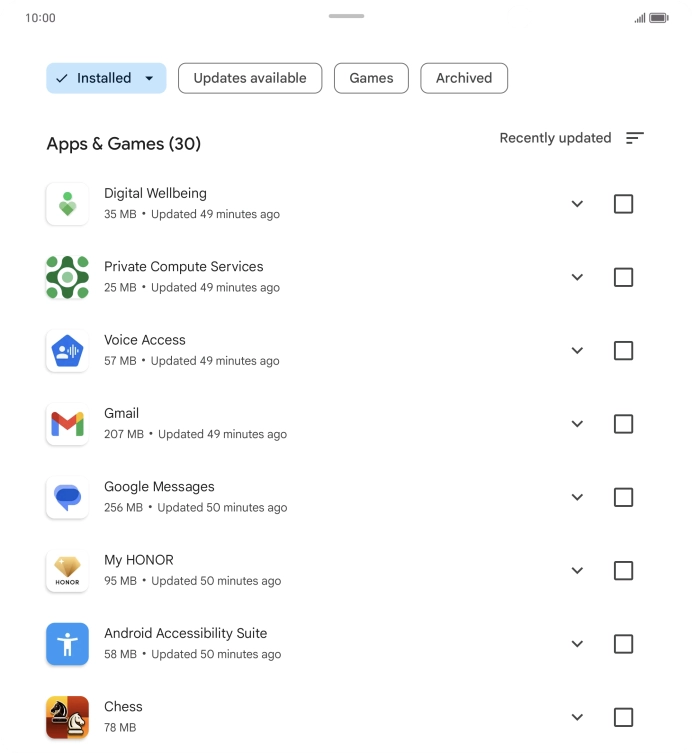 Press the required app.