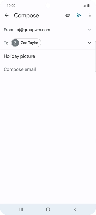 Press the text input field and write the text for your email.