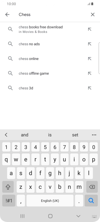 Key in the name or subject of the required app and press the search icon.