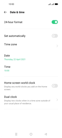 Press the indicator next to 'Set automatically' to turn on the function.