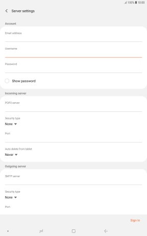 Press the field below 'POP3 server' and key in the name of your email provider's incoming server.
