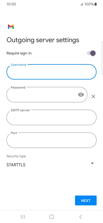 Press the field below 'Password' and key in the password of your email provider's outgoing server.
