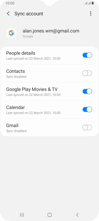 Press the indicator next to 'Contacts' to turn on the function.
