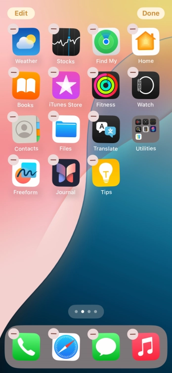 Press the home screen page icon.