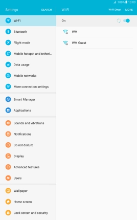 Press the required WiFi network.