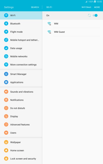 Press the required WiFi network.