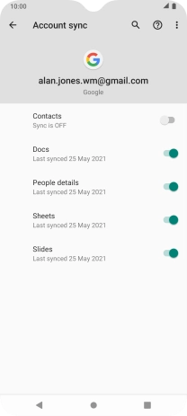 Press the indicator next to 'Contacts' to copy contacts.