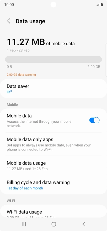 The total data usage is displayed.