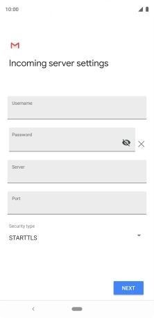 Press the field below 'Username' and key in the username for your email account.