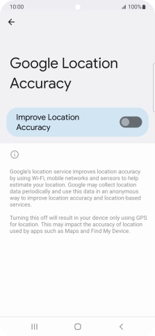 If you press the indicator next to 'Improve Location Accuracy' to turn on the function, your phone can find your exact position using the GPS satellites, the mobile network and nearby WiFi networks. Satellite-based GPS requires a clear view of the sky.
