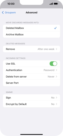 Press the indicator next to 'Use SSL' to turn off the function.
