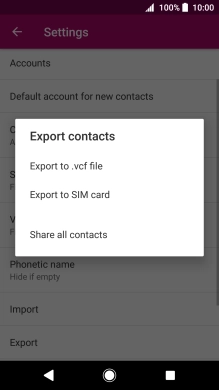 Press Export to SIM card.