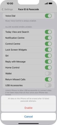 If you turn on the function, press Enable.