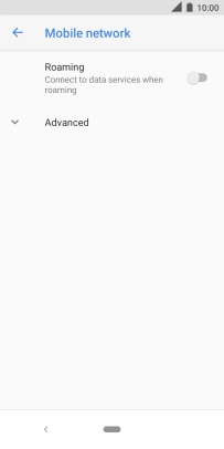 Press the indicator next to 'Roaming' to turn the function on or off.