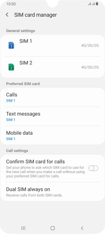 Press the required SIM.