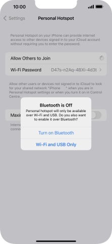 If WiFi is turned on, press Wi-Fi and USB Only.