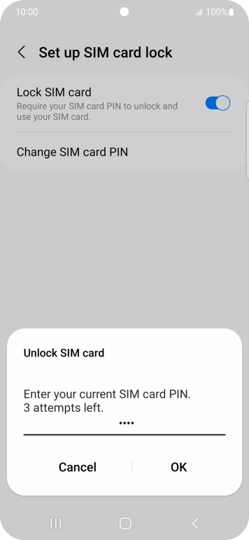 Key in your SIM PIN and press OK. The default SIM PIN is 0000.