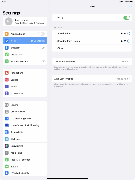 Press the required WiFi network and key in the password for the WiFi network.