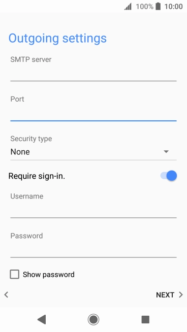 Press the field below 'Username' and key in the username for your email account.