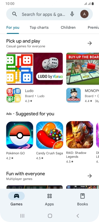 Press the search field.