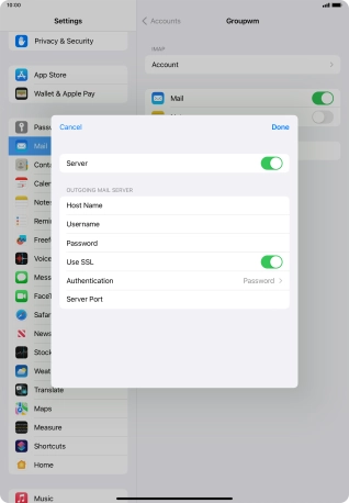 Press the indicator next to 'Use SSL' to turn off the function.