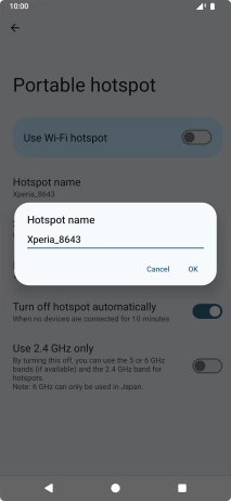 Key in the required WiFi hotspot name and press OK.