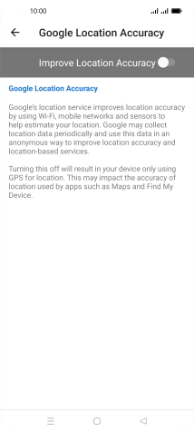 If you press the indicator next to 'Improve Location Accuracy' to turn on the function, your phone can find your exact position using the GPS satellites, the mobile network and nearby WiFi networks. Satellite-based GPS requires a clear view of the sky.