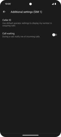 Press the indicator next to 'Call waiting' to turn the function on or off.