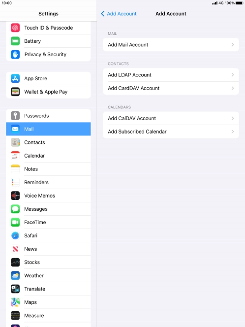 Press Add Mail Account. Press Add Mail Account.