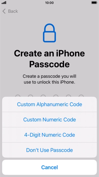 Follow the instructions on the screen to turn on the phone lock code or press Don't Use Passcode. Follow the instructions on the screen to turn on the phone lock code or press Don't Use Passcode.