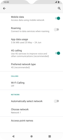 Press the indicator next to 'Automatically select network' to turn on the function.