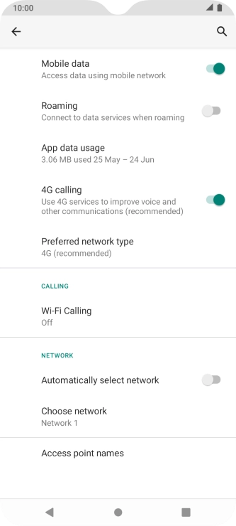 Press the indicator next to 'Automatically select network' to turn on the function.