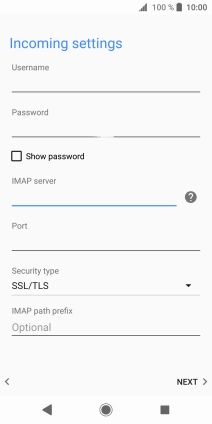 Press the field below 'Port' and key in 143.