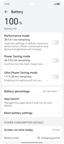 Press the indicator next to 'Power Saving mode' to turn on the function.