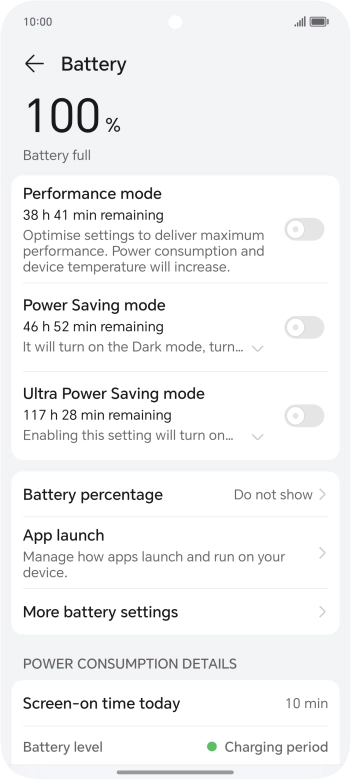 Press the indicator next to 'Power Saving mode' to turn on the function. Press the indicator next to 'Power Saving mode' to turn on the function.