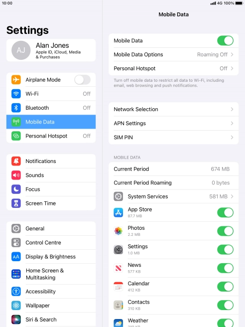 The total data usage is displayed next to Current Period.