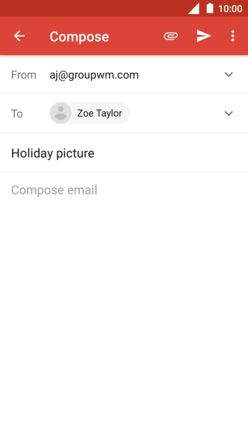 Press the text input field and write the text for your email.