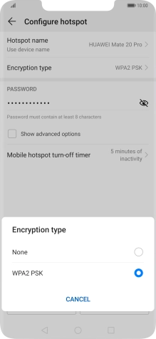 Press WPA2 PSK to password protect your WiFi hotspot.