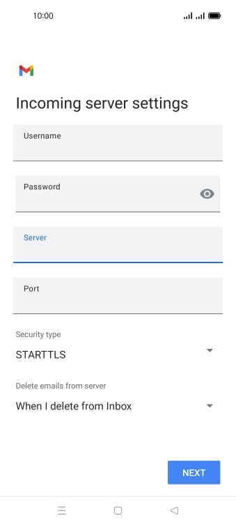 Press the field below 'Port' and key in 110.