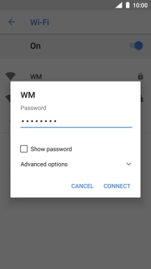 Key in the password for the WiFi network and press CONNECT.