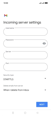 Press the field below 'Username' and key in the username for your email account.