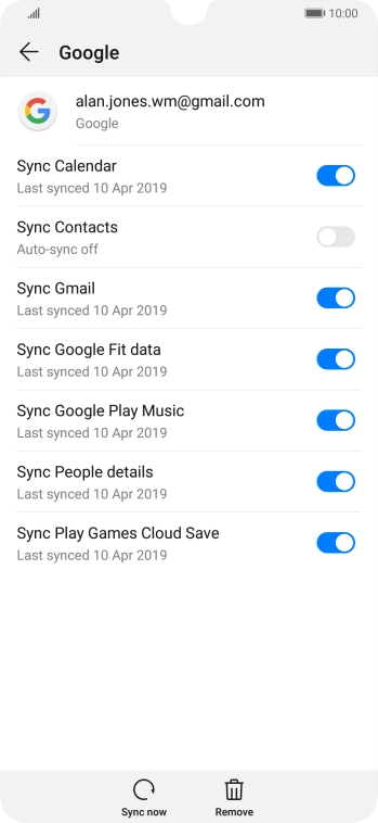 Press the indicator next to 'Sync Contacts' to turn on the function.