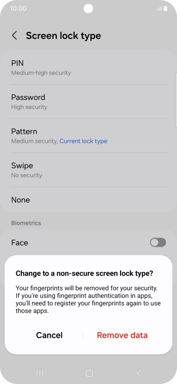 Press Remove data.
