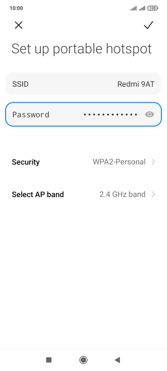 Press SSID and key in the required name for the WiFi hotspot.