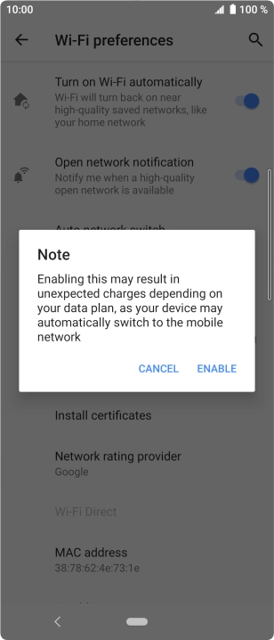 If you turn on the function, press ENABLE. If you turn on the function, press ENABLE.