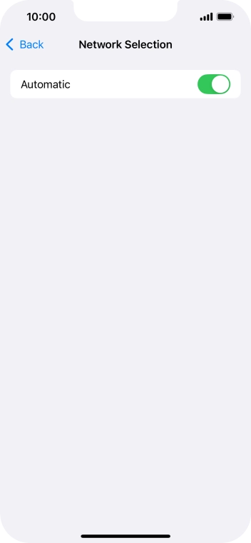Press the indicator next to 'Automatic' to turn automatic network selection on or off.