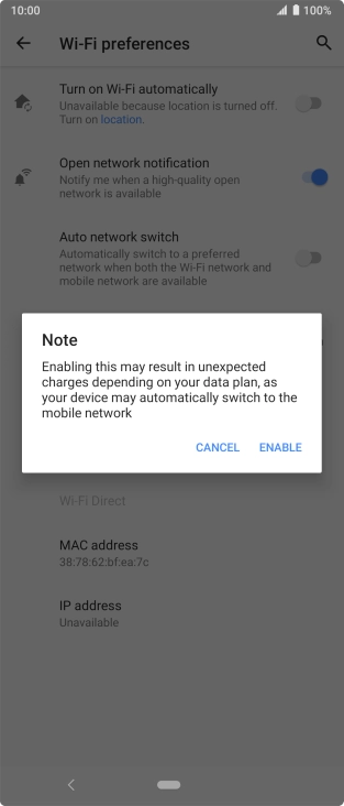 If you turn on the function, press ENABLE.