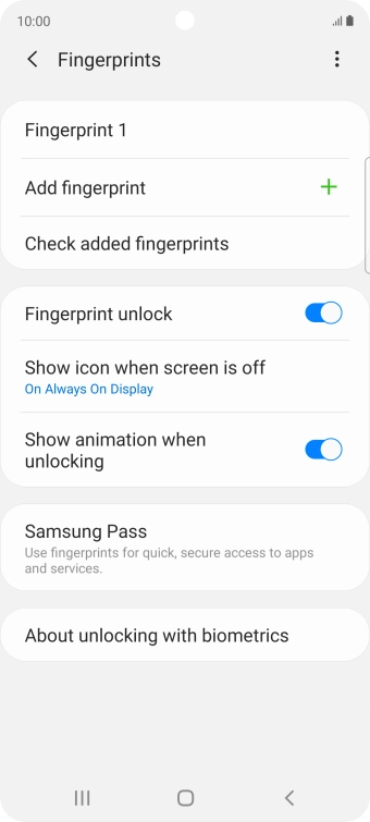 Press the required settings to turn them on or off.