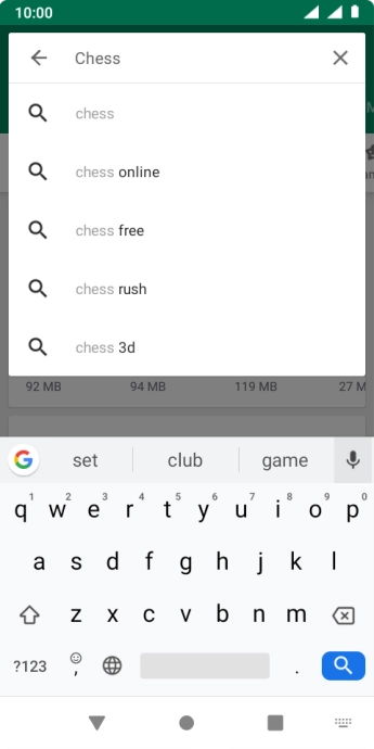 Key in the name or subject of the required app and press the search icon.