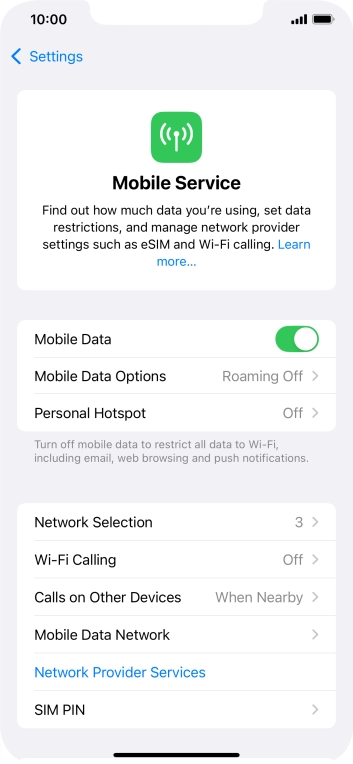 Press Mobile Data Options. Press Mobile Data Options.